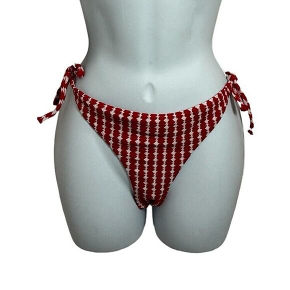 lemlem by Liya Kebede Zala Red String Bikini Bottom Sz XL Adjustable Ties NEW - Picture 8 of 9